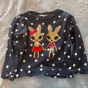 H&M Navy Polka Dot Sweatshirt with Glitter Bunnies